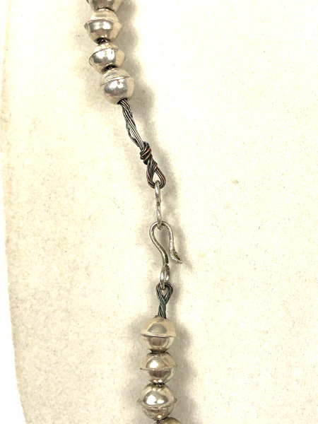 Navajo Pearl Bench Beads Natural Turquoise Nugget 29" Sterling Silver Necklace