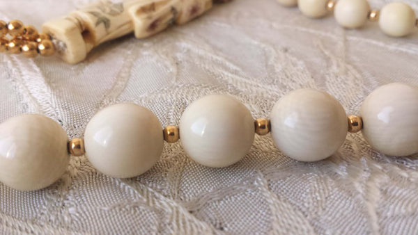 Estate Jewelry 14k Yellow Gold Necklace 31.5" Vintage Geisha Netsuke Bead