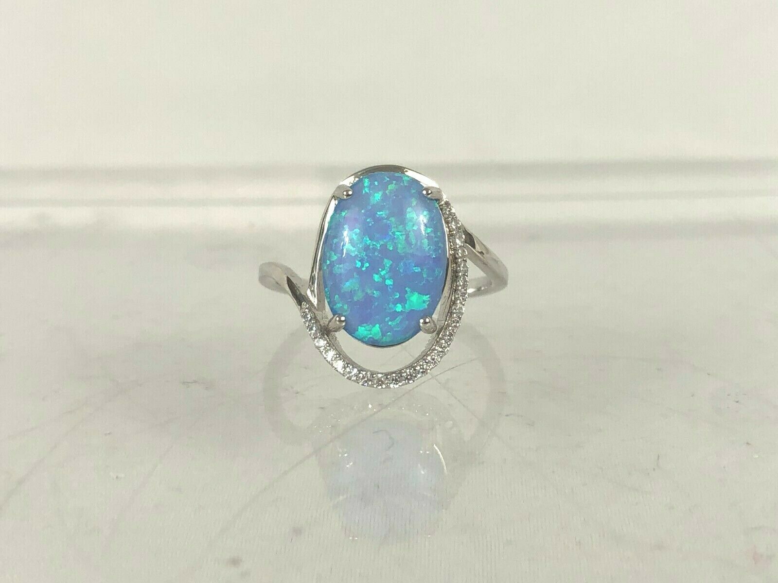 NEW Gilson Opal Sterling Silver 925 CZ Statement Ring Sz 8