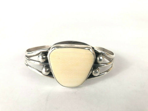 Navajo Artisan Sterling Silver 925 Bead Accent Cuff Bracelet Estate Find
