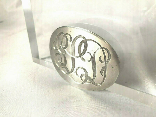 Victorian Sterling Silver Heavy Brooch w Engraved Initials C Clasp 61. gr Estate