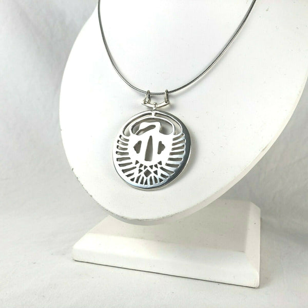 Sword Tsuba Custom Sterling Silver Crane Mon Family Crest Necklace Earring Set