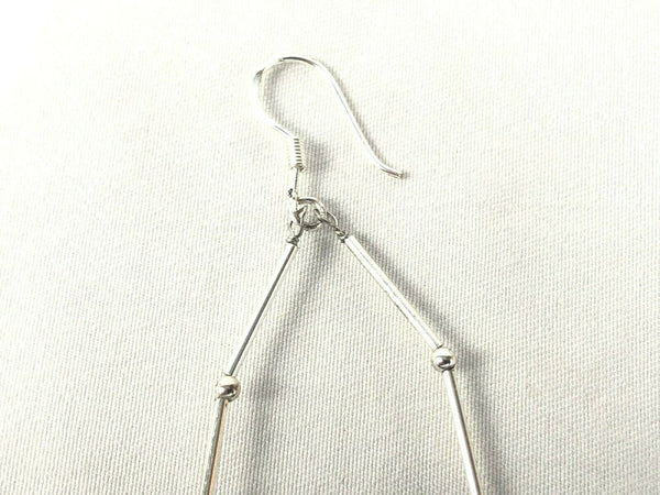 Sterling Silver 925 Amethyst Nugget Dangle Drop Earrings 2.75" Estate Find