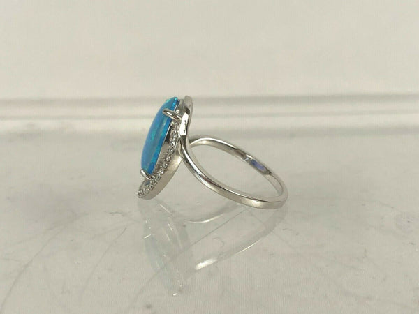 NEW Gilson Opal Sterling Silver 925 CZ Statement Ring Sz 8