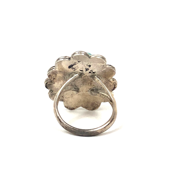 Navajo Sterling Silver Turquoise Nugget Ring Sz 5.5 Southwestern Estate Find