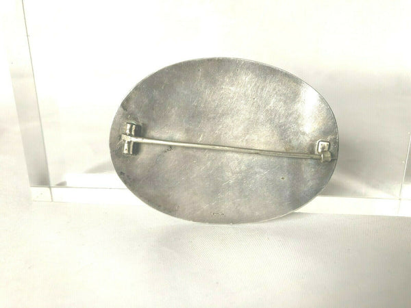 Victorian Sterling Silver Heavy Brooch w Engraved Initials C Clasp 61. gr Estate