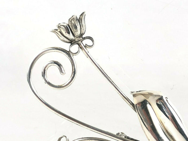 Vintage Goldberg Kirschman GK Co Sterling Silver Flower Brooch Pin 4 5/8"