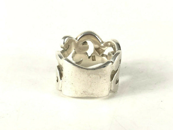 Cutout Swirls Wide Sterling Silver Band Ring Sz 5.75 Fine Jewelry Estate Find
