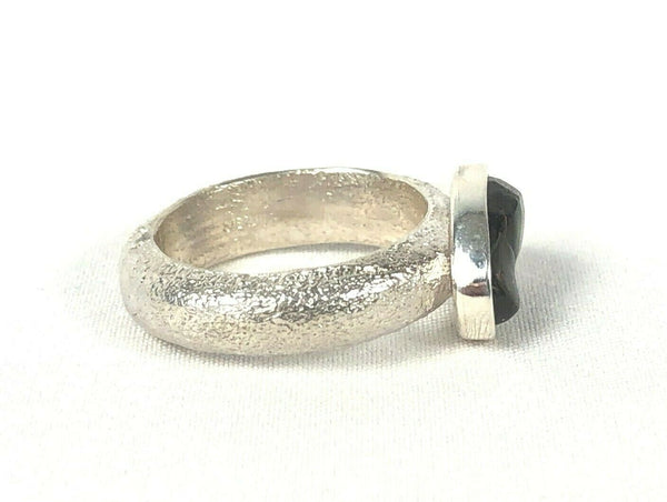 Navajo Deer Creek Fire Agate Tufa Cast Sterling Silver Ring Sz 7 Nathan Lefthand