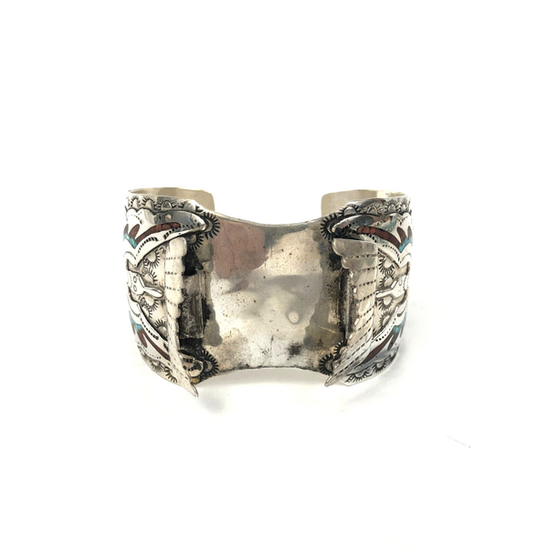 Peyote Bird Navajo Watch Band Tom Ahasteen Sterling Silver Crushed Turquoise