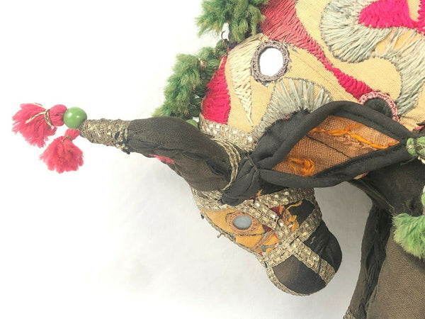 Vintage Large Nandi Brahma Bull Embroidered Fabric w Mirrors Made in India