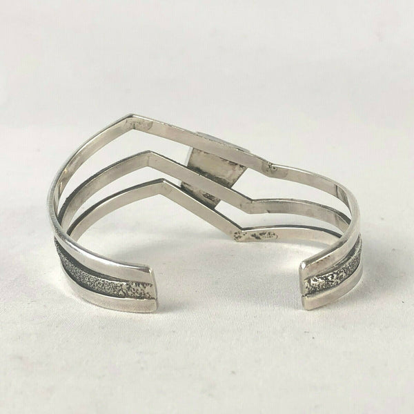 Modernist Style Onyx Sterling Silver 925 Artisan Cuff Bracelet