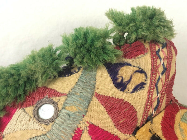 Vintage Large Nandi Brahma Bull Embroidered Fabric w Mirrors Made in India