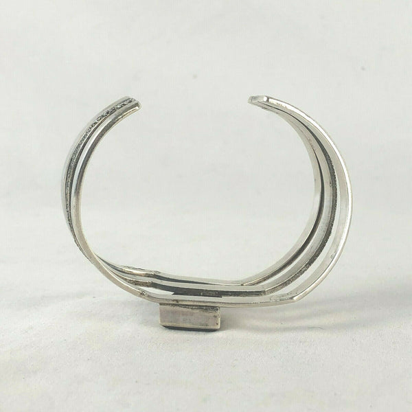 Modernist Style Onyx Sterling Silver 925 Artisan Cuff Bracelet