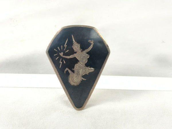 Siamese Siam Sterling Silver 925 Niello Enamel Thai Dancer Clip Coat Dress Shoe