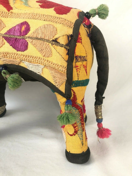 Vintage Large Nandi Brahma Bull Embroidered Fabric w Mirrors Made in India
