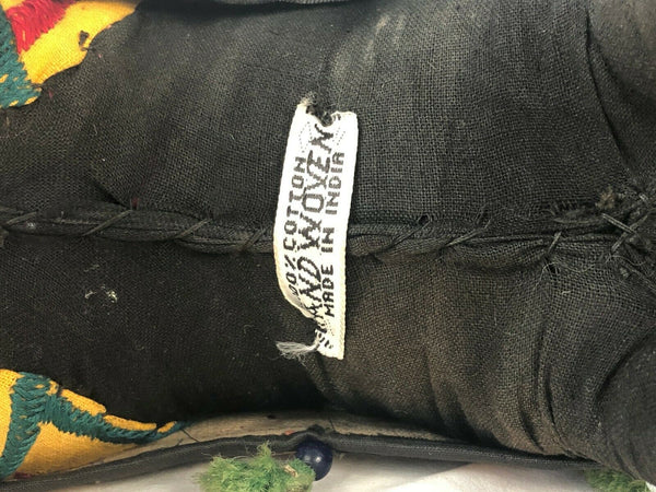 Vintage Large Nandi Brahma Bull Embroidered Fabric w Mirrors Made in India