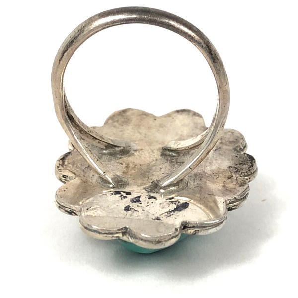 Navajo Sterling Silver Turquoise Nugget Ring Sz 5.5 Southwestern Estate Find