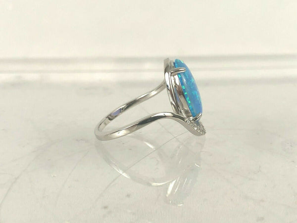 NEW Gilson Opal Sterling Silver 925 CZ Statement Ring Sz 8