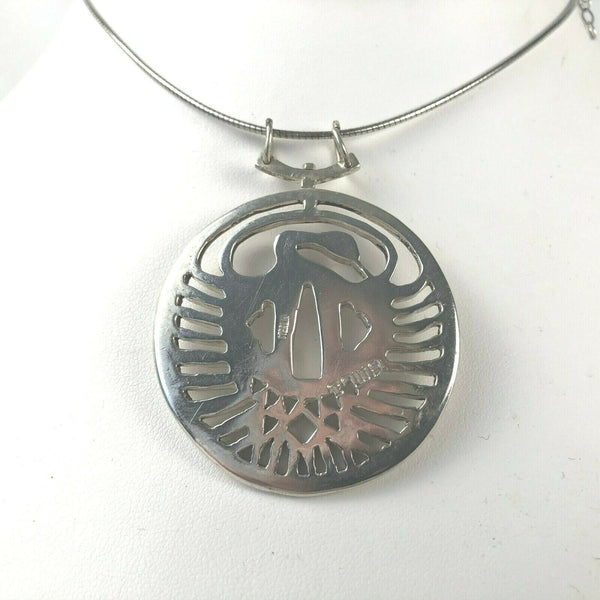 Sword Tsuba Custom Sterling Silver Crane Mon Family Crest Necklace Earring Set