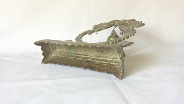 Vintage Engraved Chinese Dragon Brass Hanging Bell 10.5"