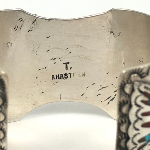 Peyote Bird Navajo Watch Band Tom Ahasteen Sterling Silver Crushed Turquoise