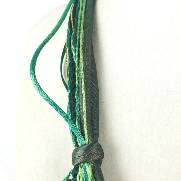 Jade Statement Necklace Multi Satin Cord w 24 Unique Carvings