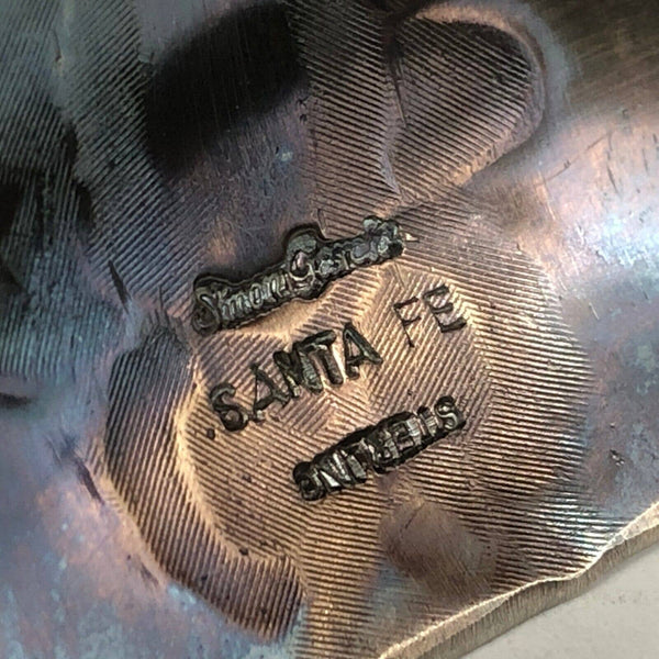 Simon Garcia Santa Fe Native American Tooled Sterling Silver 925 Cuff Bracelet