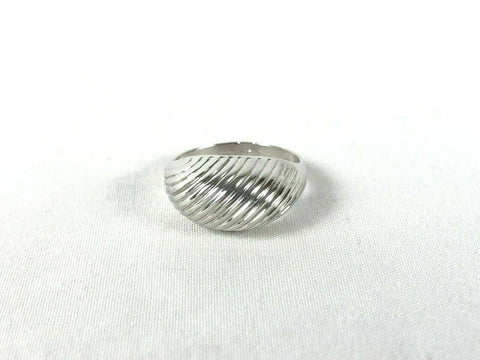 Beau Domed Ribbed Raised Sterling Silver 925 Ring Sz 5 Estate Find