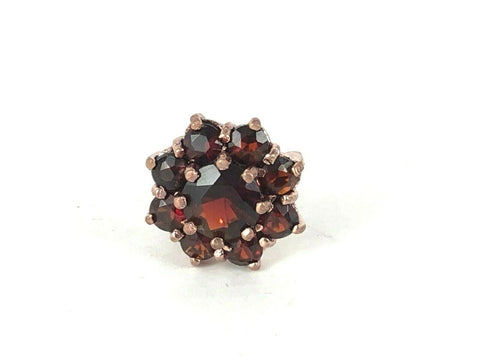 Rose Gold Plated Sterling Silver Natural Garnet Stud Earring Estate Jewelry