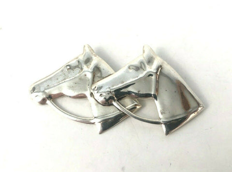Mexican Horse Head Equestrian Sterling Silver Brooch Pin Estate Find 2.75"