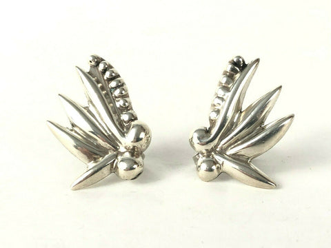 Bird of Paradise Vintage Jewelry Mexico Sterling Silver Screwback Earrings