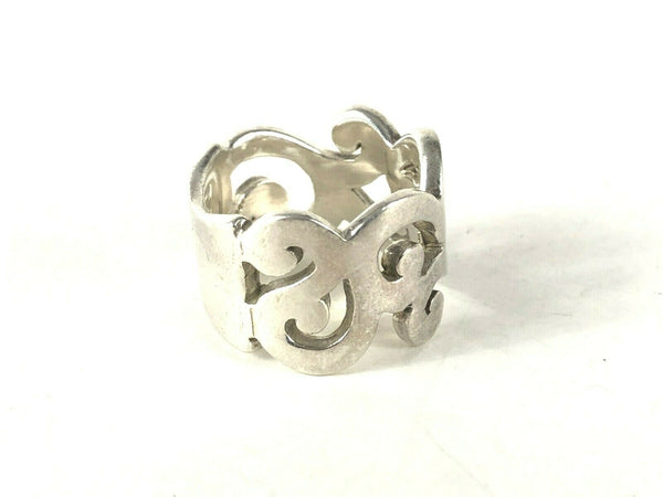 Cutout Swirls Wide Sterling Silver Band Ring Sz 5.75 Fine Jewelry Estate Find