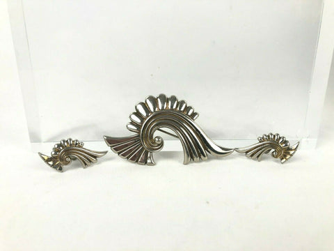 Mid Century 1960's Sterling Silver 925 Screw Back Earrings Pin Set Signed ARO