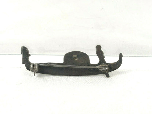 Vintage Sterling Silver 925 Marcasite Gondola Pin Brooch Estate Find 1 7/8"